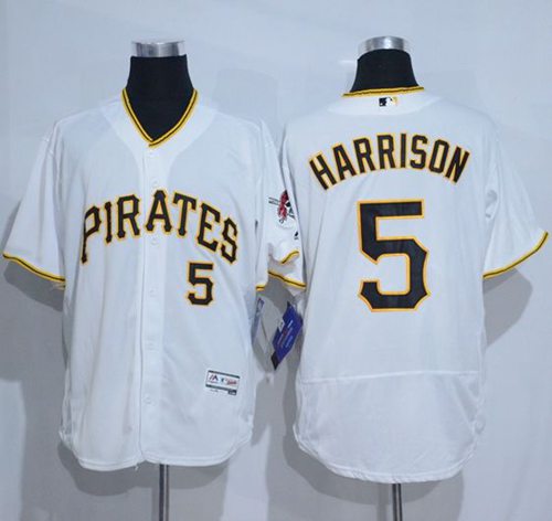 Pirates #5 Josh Harrison White Flexbase Authentic Collection Stitched MLB Jersey - Click Image to Close